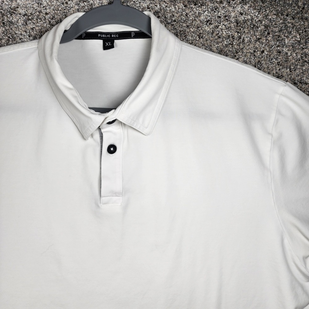 Public Rec Polo Shirt Mens XL White Short Sleeve Performance Excellent